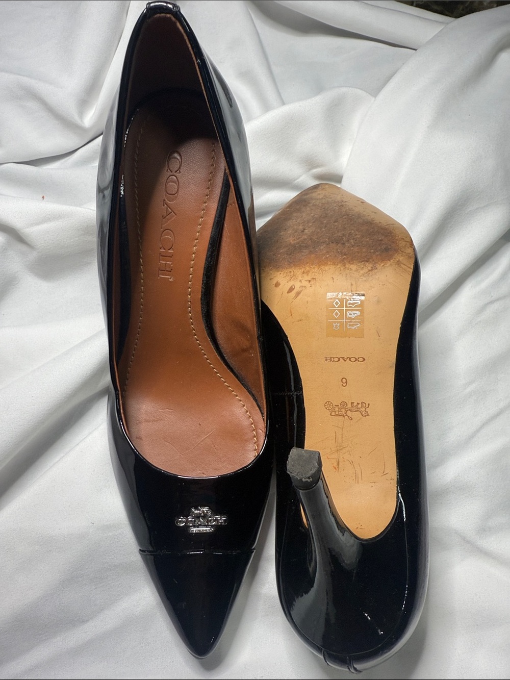 COACH Black Patent Leather Pointed Toe Pumps